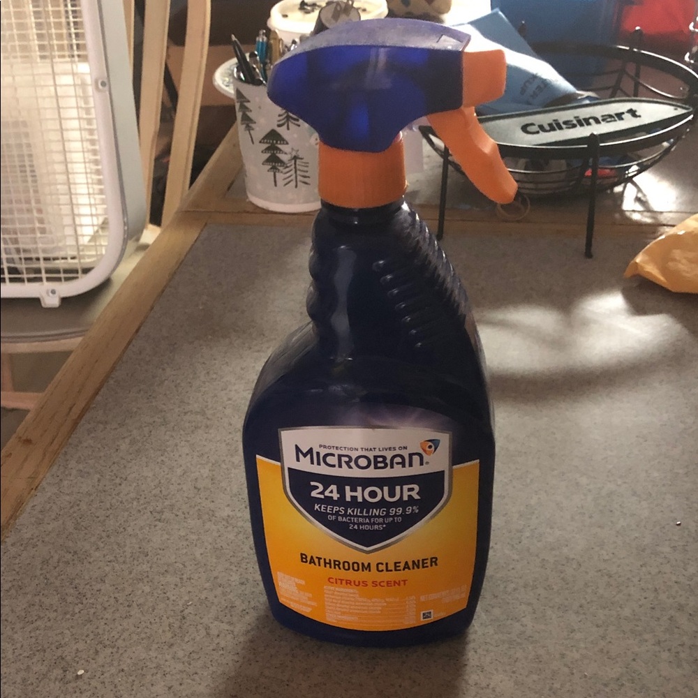 Microban 24 Hour Bathroom Cleaner - Blue Bottle with Orange Spray
